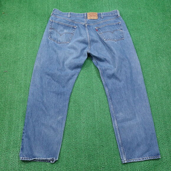VINTAGE LEVI'S 501 BUTTON FLY DENIM BLUE JEANS MENS 42X30 (40X29) - Picture 5 of 11